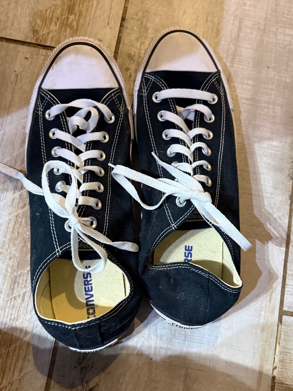 Black Canvas Converse Low-Top Men’s Sneakers with White Accents Size 12